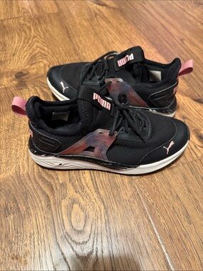 Puma Black Sneakers with Pink Accents